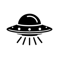 Black simple Ufo flying spaceship icon isolated flat design