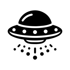 Black simple Ufo flying spaceship icon isolated flat design
