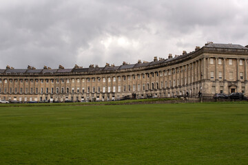 A section of The Royal Crescent, a row of thirty terraced houses in the city of Bath, Somerset, England.