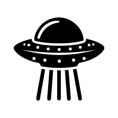 Black simple Ufo flying spaceship icon isolated flat design