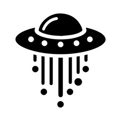 Black simple Ufo flying spaceship icon isolated flat design