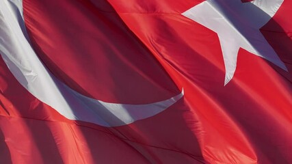 Turkish Flag (Turk Bayragi) and Canakkale Martyrs' Memorial Drone Video, Canakkale Martyrs' Cemetery Canakkal,e Türkiye (Turkey)