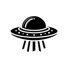 Black simple Ufo flying spaceship icon isolated flat design