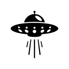 Black simple Ufo flying spaceship icon isolated flat design