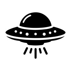 Black simple Ufo flying spaceship icon isolated flat design