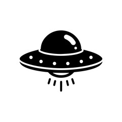 Black simple Ufo flying spaceship icon isolated flat design