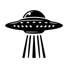Black simple Ufo flying spaceship icon isolated flat design