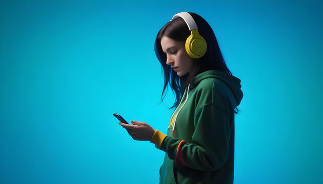 Teenager holding phone, mobile Smartphone and Internet Addiction
