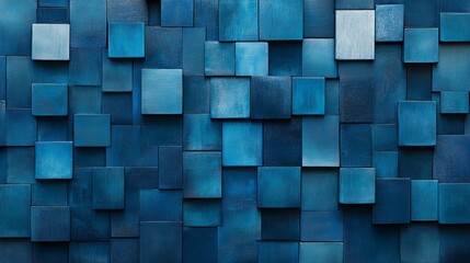 Abstract dark blue and white geometric pattern wallpaper featuring chaotic arrangement of squares and rectangles, seamless mosaic collage design ideal for web banners, backgrounds, and modern digital 