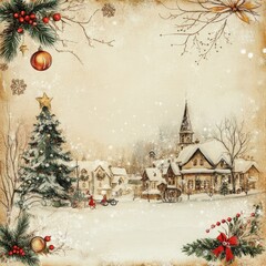 French Christmas card with copy space with background