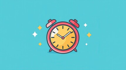 A vibrant alarm clock ticks on a cheerful teal background, grabbing attention with its design
