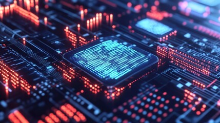 Obraz premium Blockchain in decentralized finance, glowing holographic tokens, futuristic trading platform