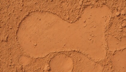 Imprint in dry clay, showcasing a pressed shape on an even sandy surface under natural light, sandy clay texture