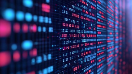 Fototapeta premium Blockchain network visualization, neon data grid, ultra-modern tech background