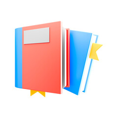 3d icon two books with bookmark 