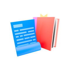 3d icon folder with documents no background