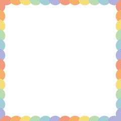 Pastel circle shape border frame template. Flat decorative vector design isolated illustration.