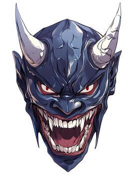 recommend clip art: Angry Blue Demon Head with Sharp Teeth and Horns.