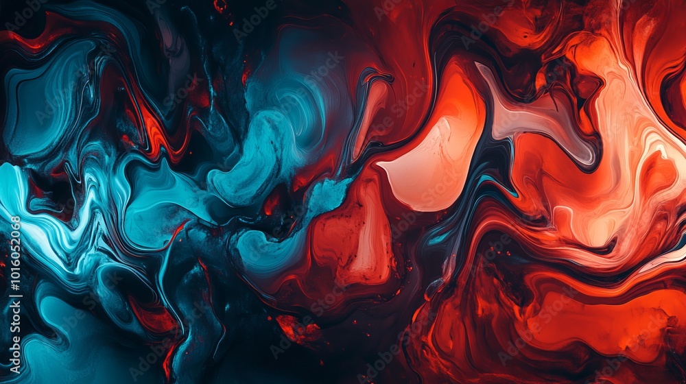 Aufkleber vibrant abstract background featuring swirling psychedelic patterns in fiery reds and cool blues, id