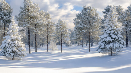 Obraz premium image of pine trees covered in snow during winter