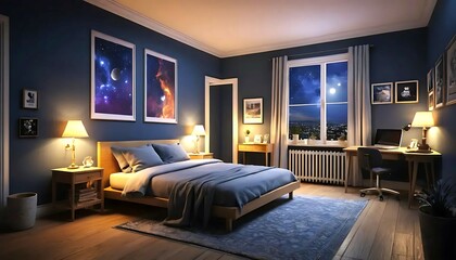 Home room night frist time lighting effect mode image.