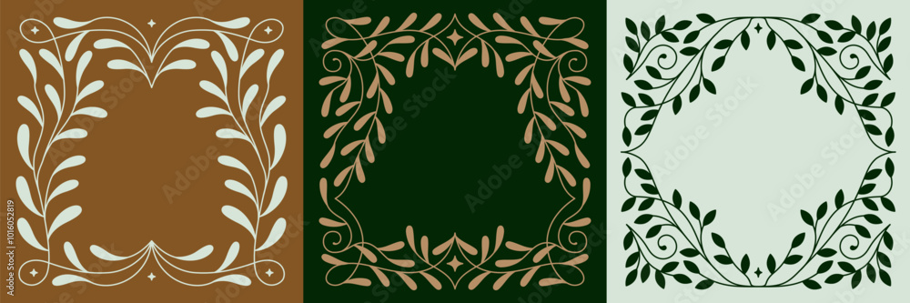 Poster Vector minimal geometric linear border and logo design templates with copy space for text, abstract aesthetic linear compositions, prints, frames and graphic design elements for packaging
