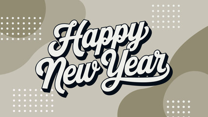 Fototapeta premium Happy new year text typography, New Year text logo template with bold font written in vector design 