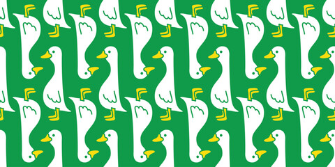 duck seamless pattern groose chicken bird rubber duck vector pet scarf isolated doodle cartoon animal farm wrapping paper tile wallpaper repeat background illustration design