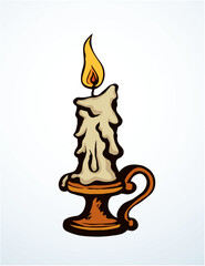 Big melt shape paraffin object on paper space for text. Vibrant beige color hand drawn warm cathedral glare logo emblem pictogram banner design in art historic doodle comic style. Closeup macro view