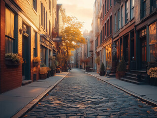 Fototapeta premium Cobblestone Street in a Historic City