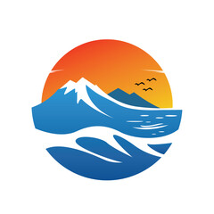 vector logo of mountains and beaches