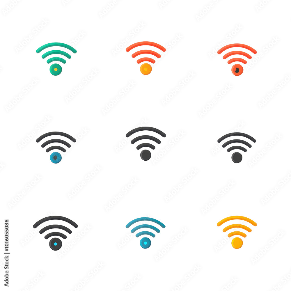 Poster colorful wifi signal icons set on transparent background. perfect for technology and communication d