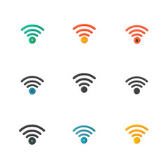 Colorful WiFi signal icons set on transparent background. Perfect for technology and communication design projects and network connectivity graphics.