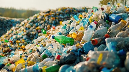 Obraz premium A massive pile of plastic waste highlighting pollution issues in the environment.