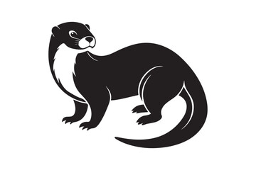 Otter silhouette vector illustration, Otter silhouette vector