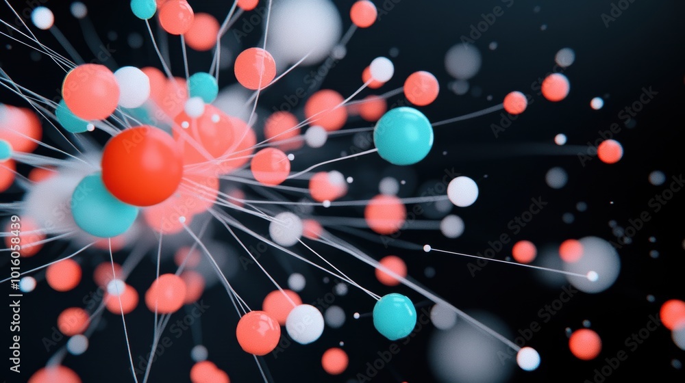 Poster a graphic representation of a complex digital system with interconnected nodes, representing the int