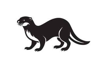 Otter silhouette vector illustration, Otter silhouette vector