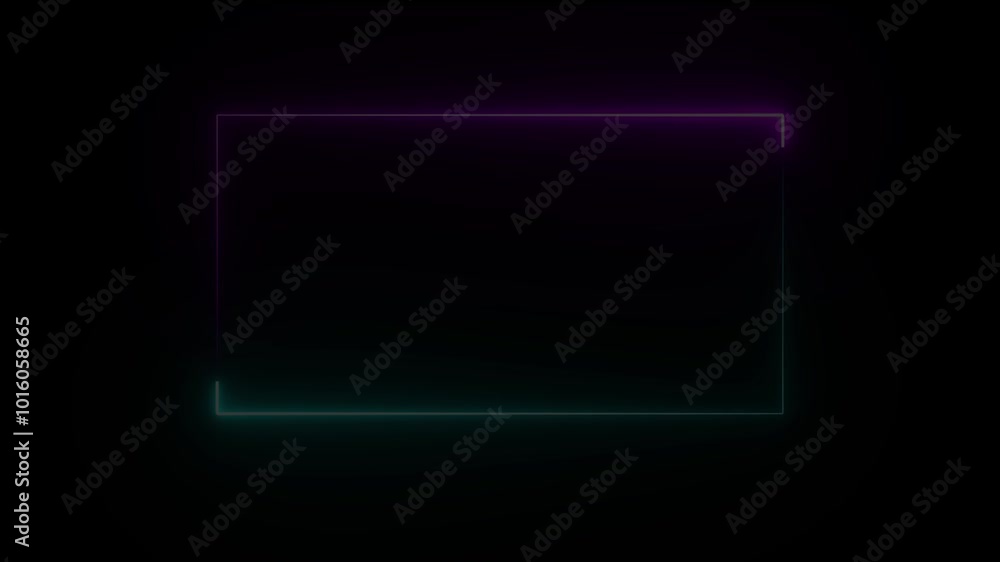 Canvas Prints rectangle picture frame with two tone neon color motion graphic. abstract glowing neon rectangle bor