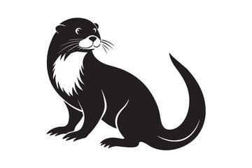 Otter silhouette vector illustration, Otter silhouette vector