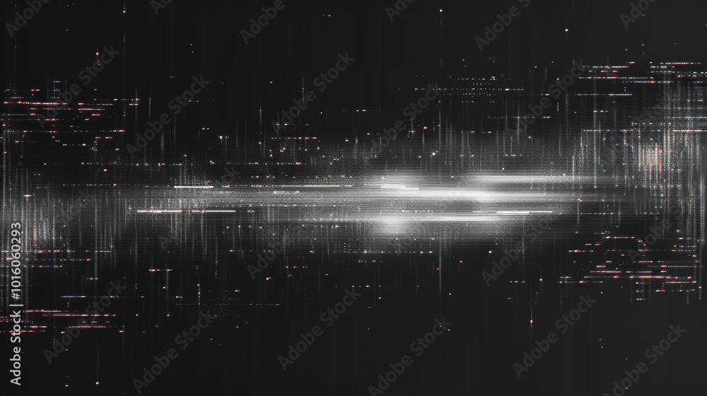 Poster glitch texture with black background and vhs distortion effect
