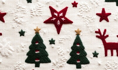 A festive Christmas sweater pattern on a white background, Generative AI 