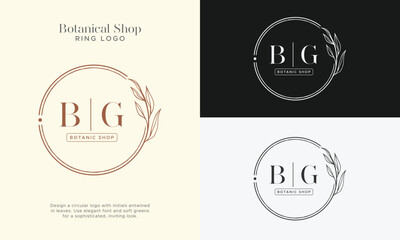 Elegant Botanical Circle initial Logo Collection, Enchanting Leaf and Floral Designs for Your Brand
