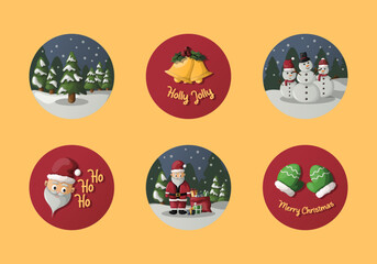 vector christmas badge illustration set