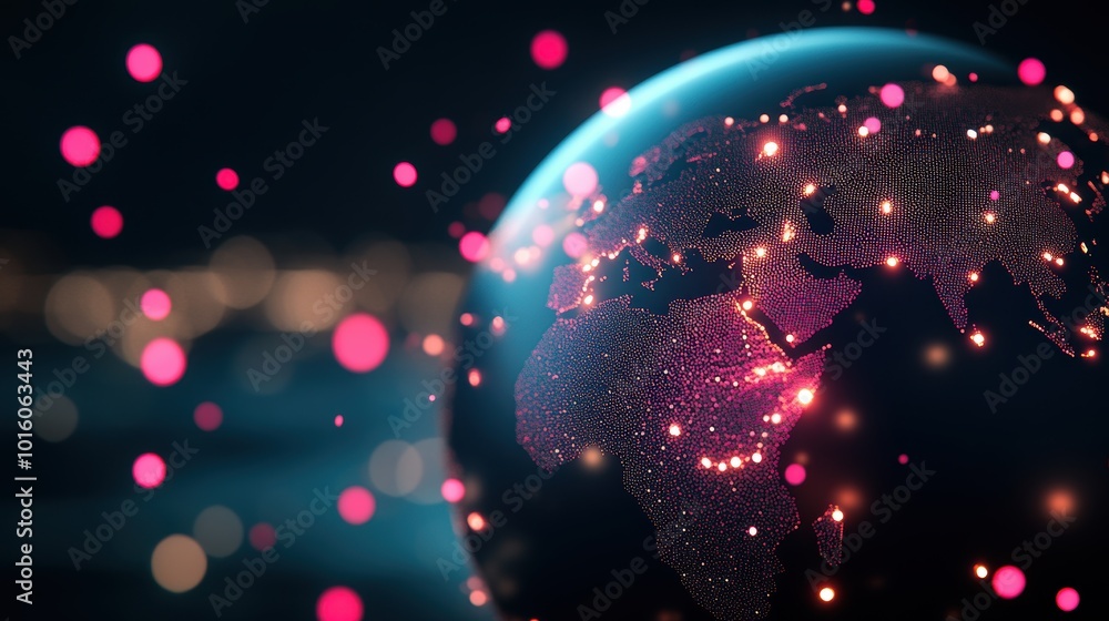 Poster a data visualization depicting the transmission of signals through a network, showing the flow of in