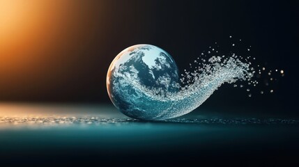 A metaphorical image depicting a wave carrying a signal across the globe, symbolizing the global reach of telecommunications.