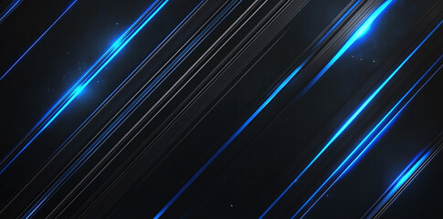 Abstract background with blue glowing lines on dark black diagonal stripes, a futuristic design for technology and business concept