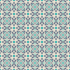 Fototapeta premium Talavera ceramic tile pattern. Mediterranean pattern vector