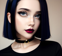 Portrait of a cute girl in gothic style.generative ai