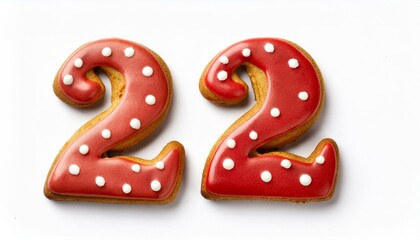Decorated cookie, number 22, image for birthday or anniversary celebration