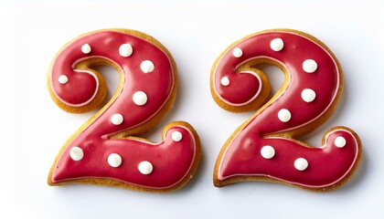 Decorated cookie, number 22, image for birthday or anniversary celebration